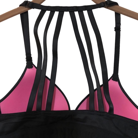 Victoria’s Secret Pink Bra NWOT Push Up Sexy Strappy Racer T Back Front Clasp 36 - Picture 3 of 7